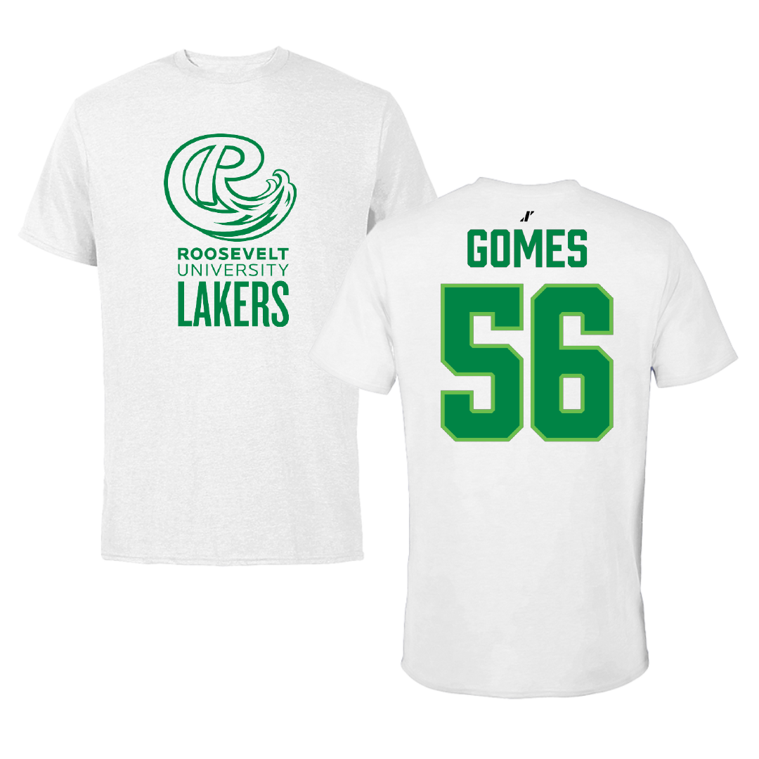 Roosevelt University Football White Tee - #56 Kaleo Gomes