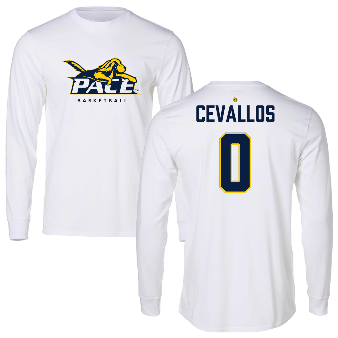 Pace University Basketball White Performance Long Sleeve - #0 Ciera Cevallos