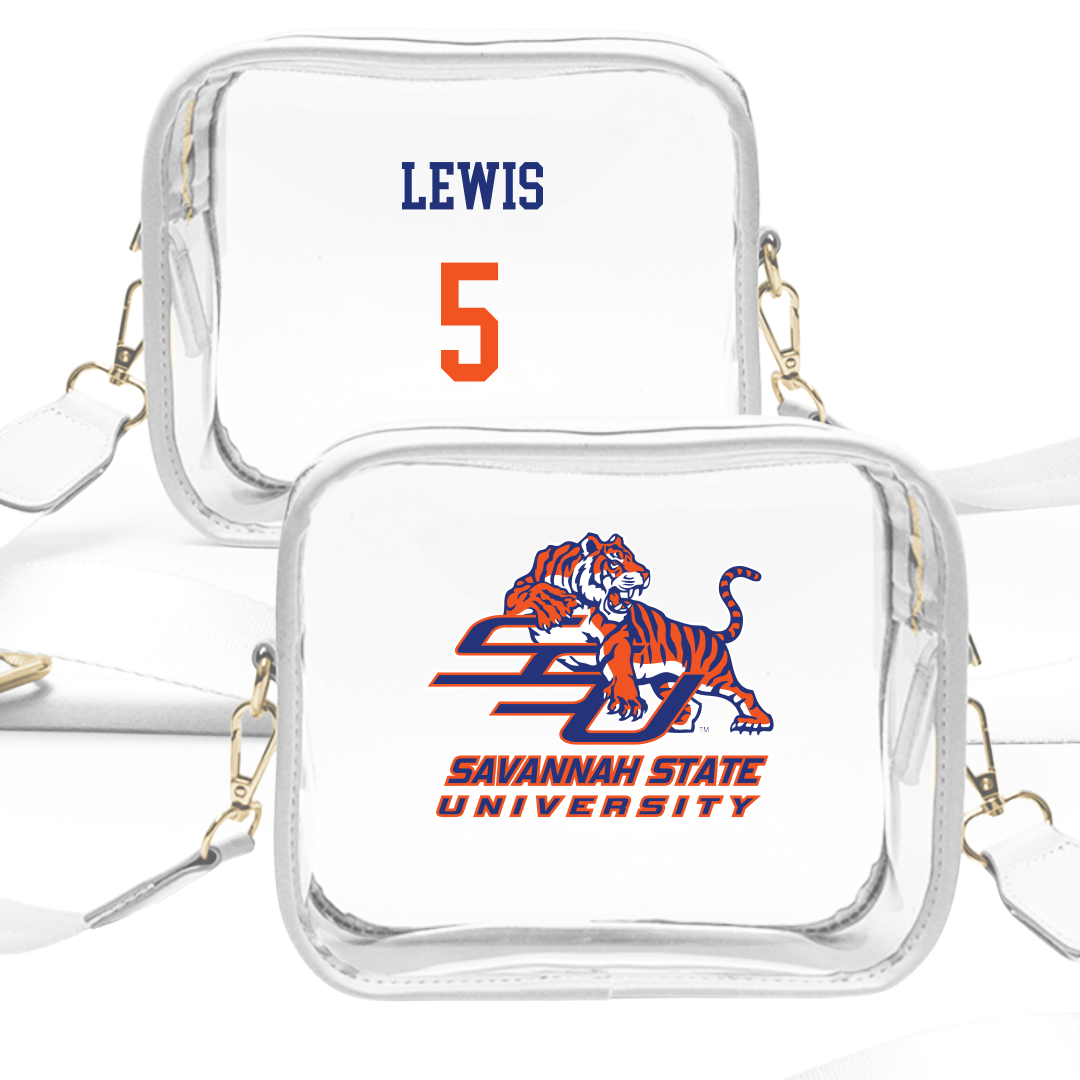 Savannah State University Basketball (M) White Clear Stadium Bag - #5 Austin Lewis