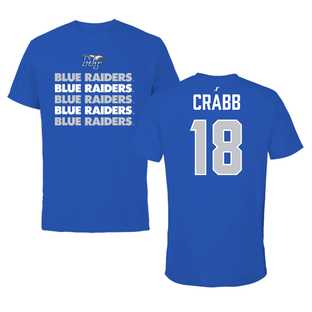 Middle Tennessee State University Soccer (W) Blue General Performance Tee - #18 Hailey Crabb