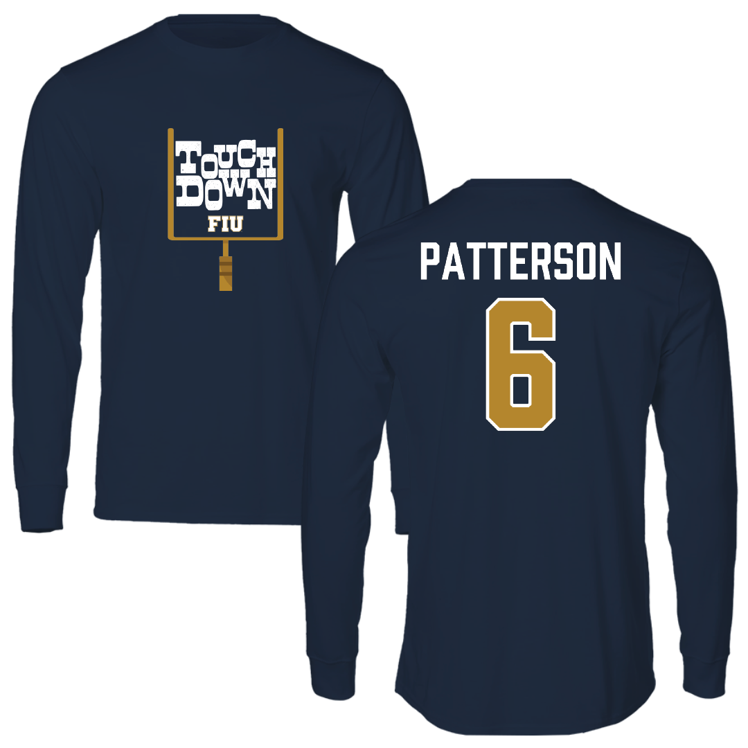 Florida International University Football Navy Touchdown Long Sleeve - #6 Antonio Patterson