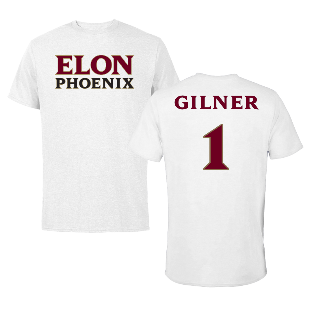 Elon University Lacrosse White Tee - #1 Addie Gilner
