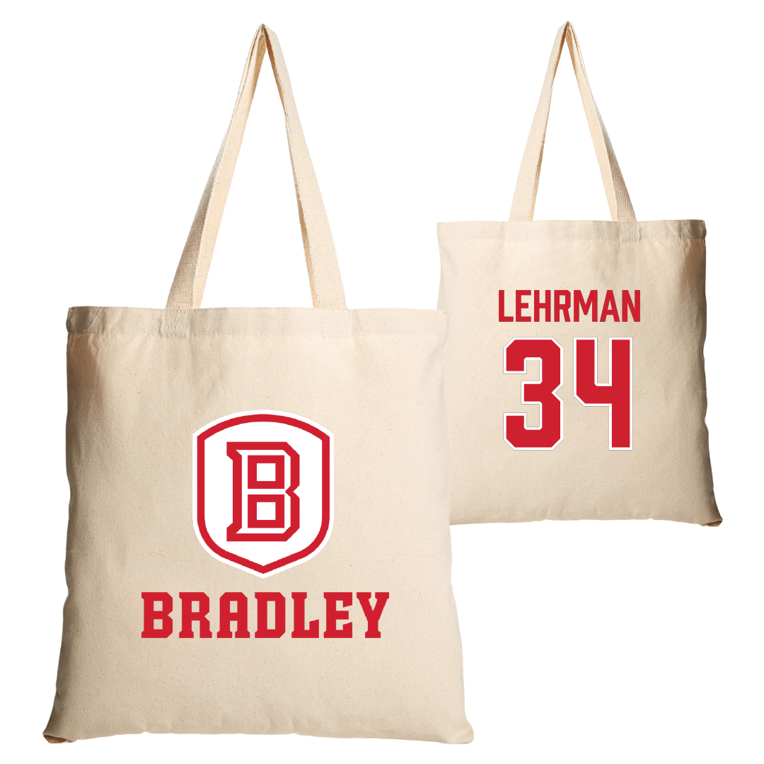 Bradley University Baseball Tan Canvas Tote Bag - #34 Eli Lehrman