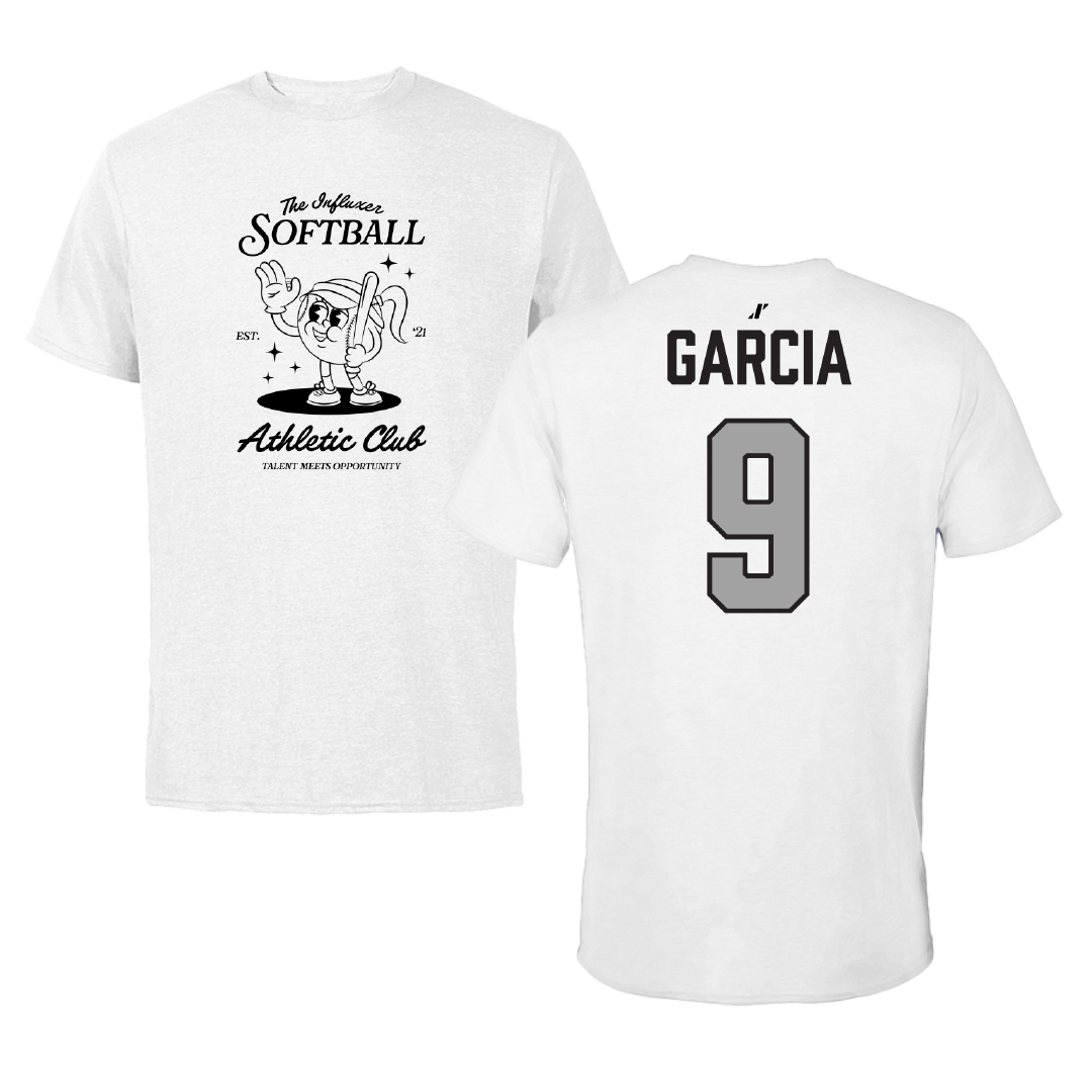 Softball White Influxer Athletic Club Tee - #9 Leilani Garcia
