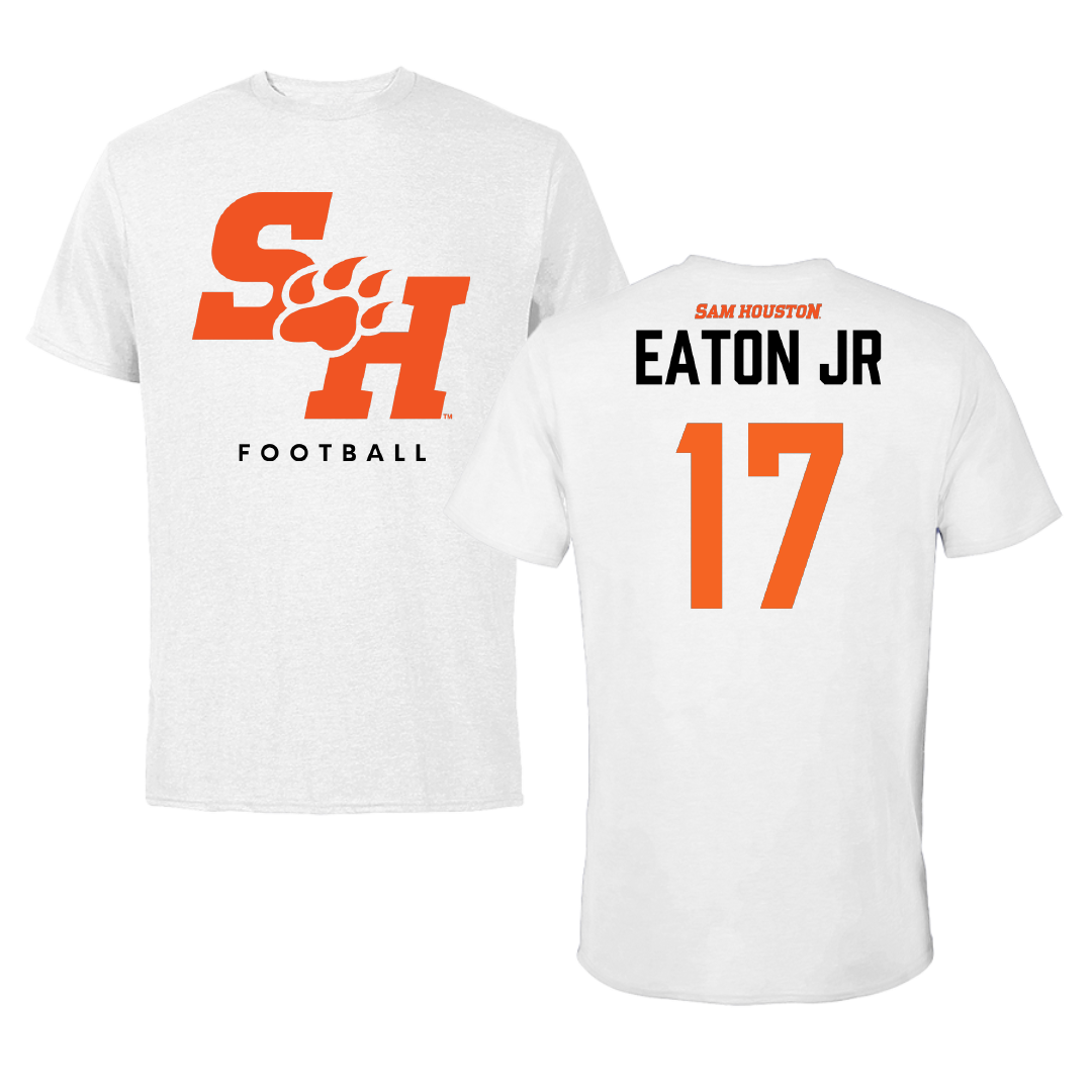 Sam Houston State University Football White Tee - #17 Christopher Eaton Jr