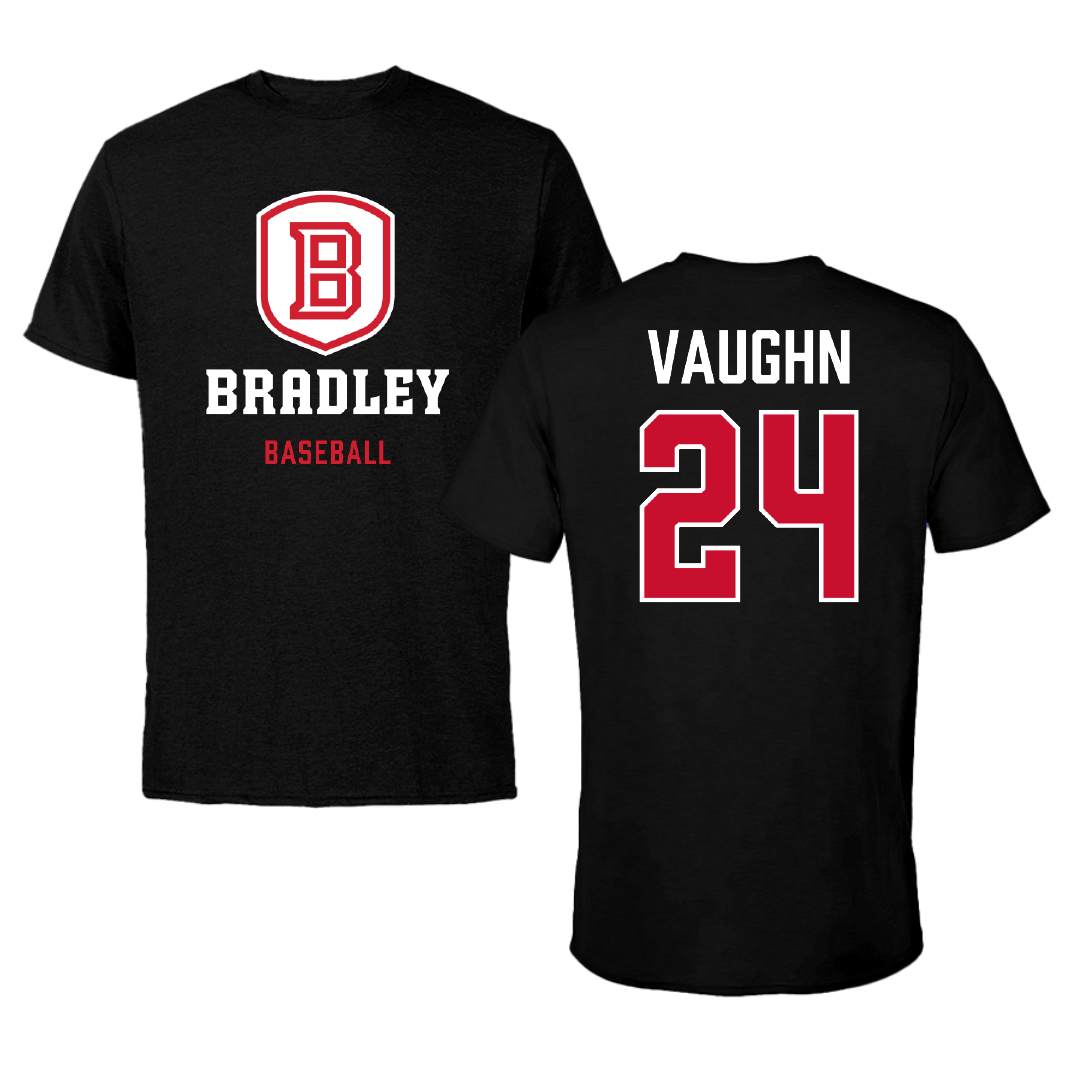Bradley University Baseball Black Block Performance Tee - #24 Josh Vaughn