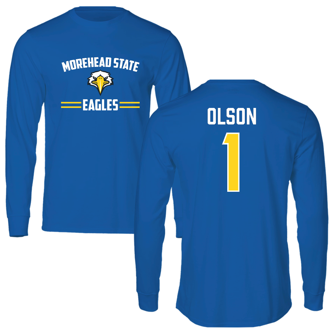 Morehead State University Baseball Blue General Long Sleeve - #1 Griffin Olson