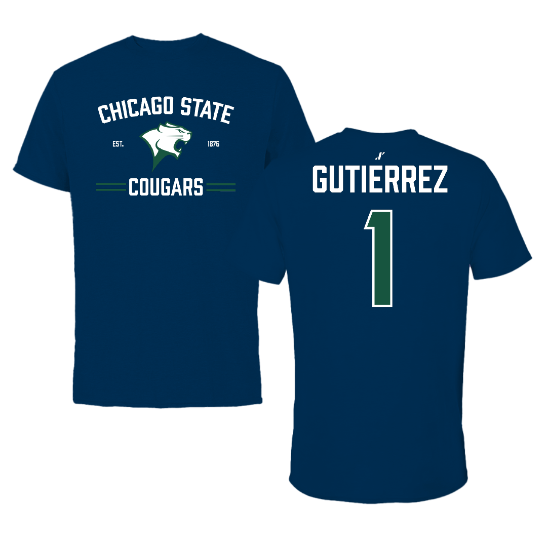 Chicago State University Soccer (W) Navy Tee - #1 Aviana Gutierrez