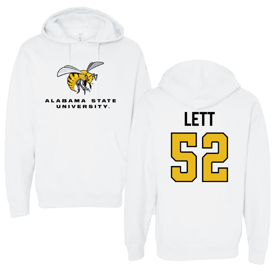 Alabama State University Football White Block Hoodie - #52 Trej Lett