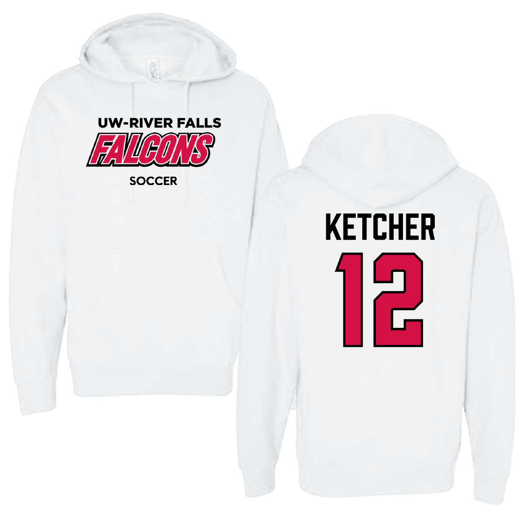 University of Wisconsin-River Falls Soccer (W) White Falcons Hoodie - #12 Ellie Ketcher