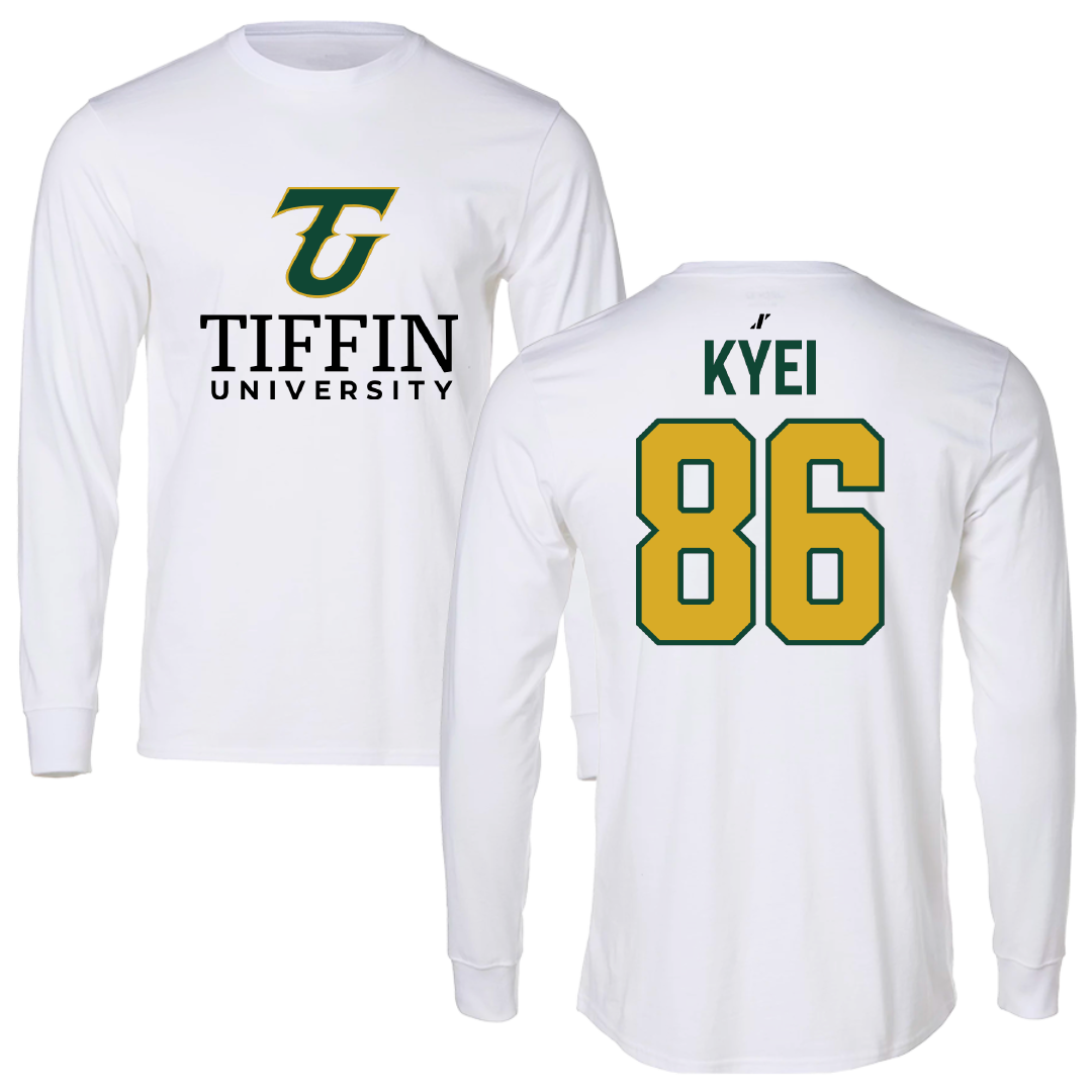 Tiffin University Soccer White Long Sleeve - #86 Vandyke Kyei