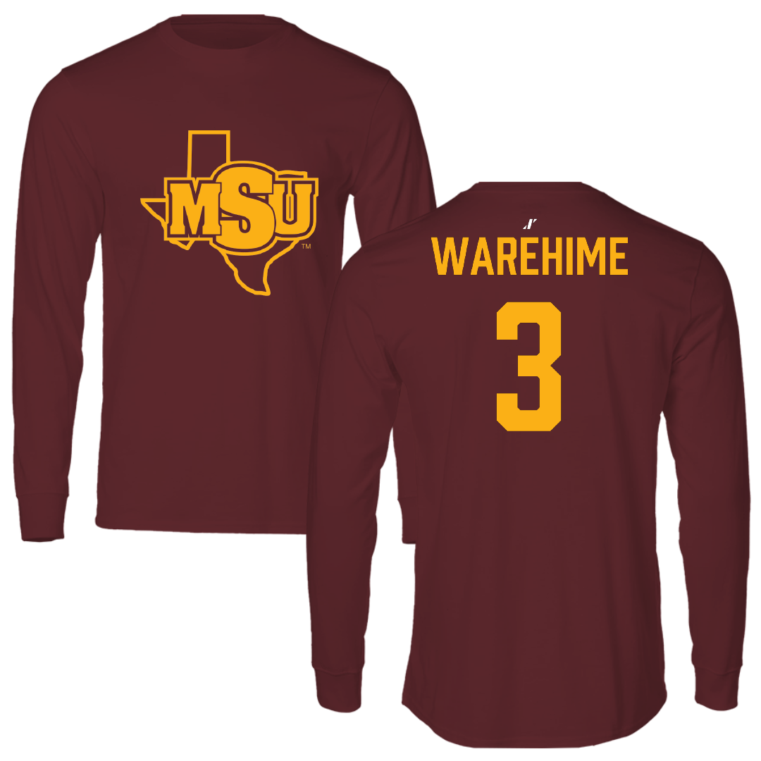 Midwestern State University Basketball (W) Maroon Long Sleeve - #3 Briann Warehime