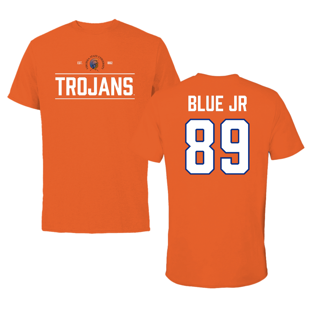 Virginia State University Football Orange General Tee - #89 Christopher Blue Jr