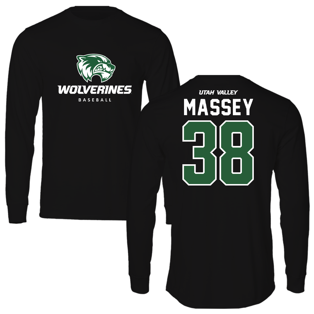 Utah Valley University Baseball Black Performance Long Sleeve - #38 DJ Massey