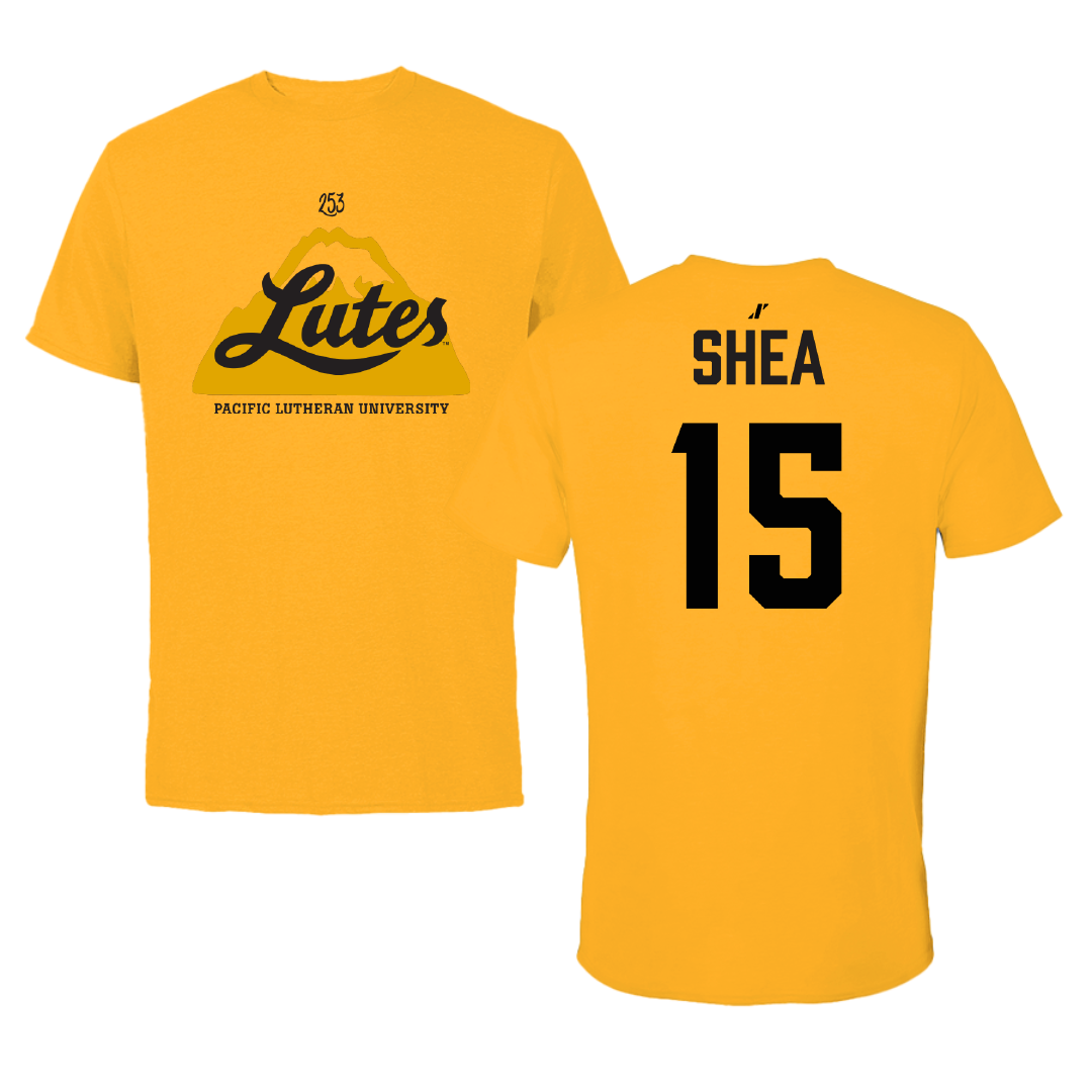 Pacific Lutheran University Football Gold General Tee - #15 Tyson Shea