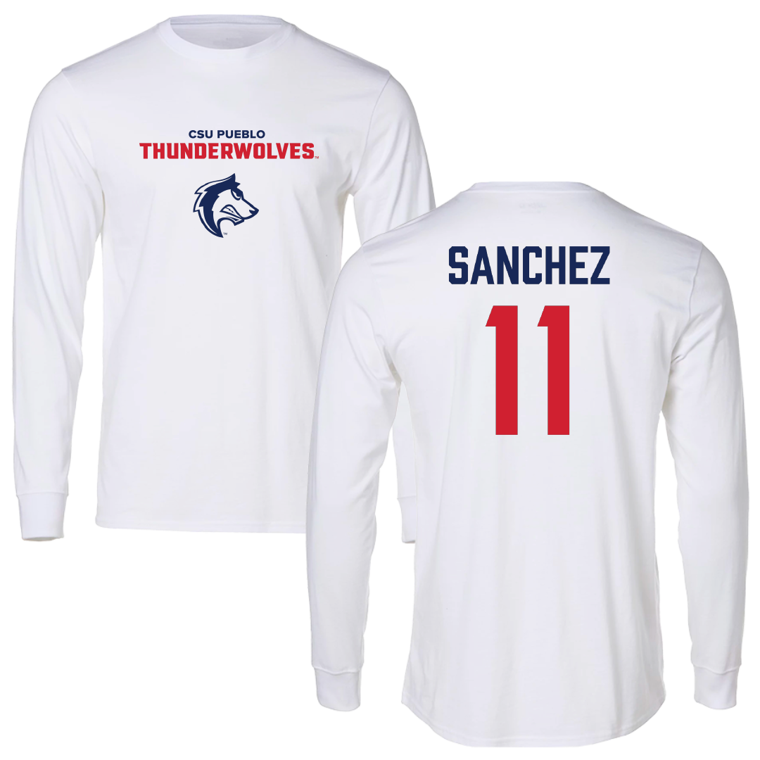 Colorado State University-Pueblo Soccer (M) White Performance Long Sleeve - #11 Brandon Sanchez