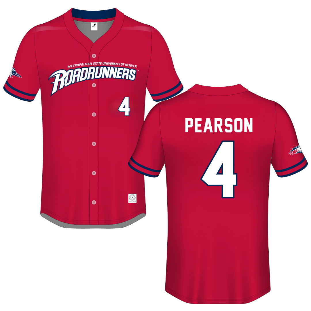 Metropolitan State University of Denver Red Button-Down Jersey - #4 Mackenzie Pearson