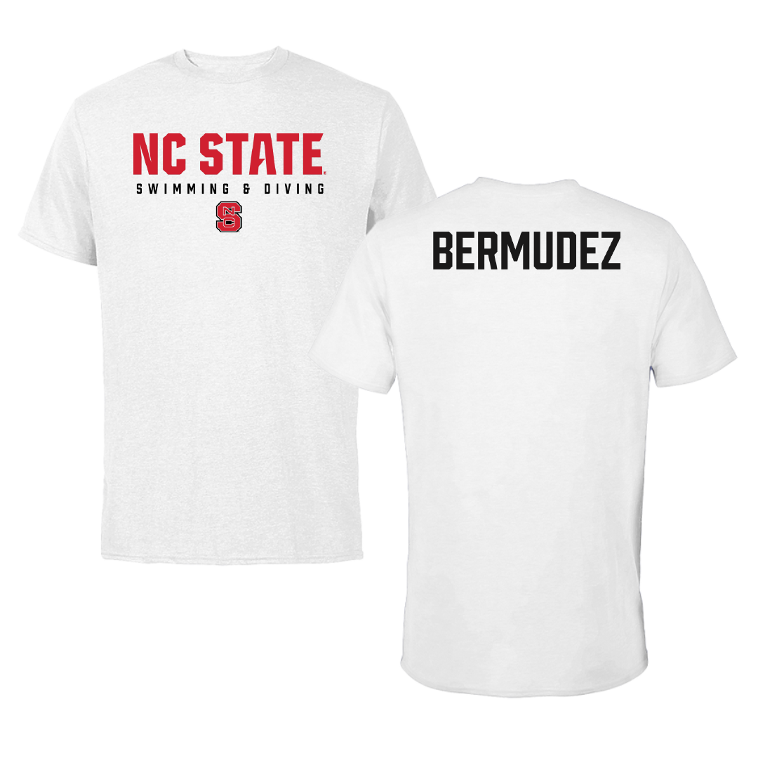 North Carolina State University Swimming & Diving White Tee - Simon Bermudez