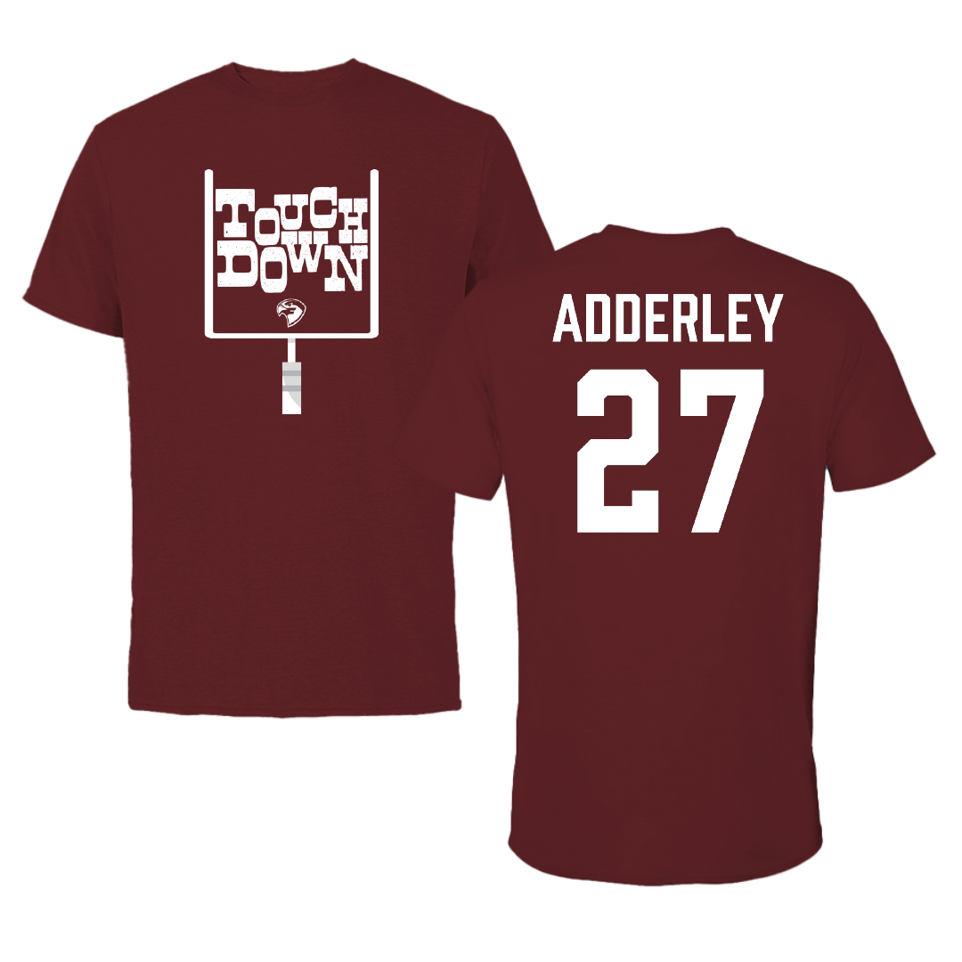 Fairmont State University Football Maroon Touchdown Performance Tee - #27 Spencer Adderley