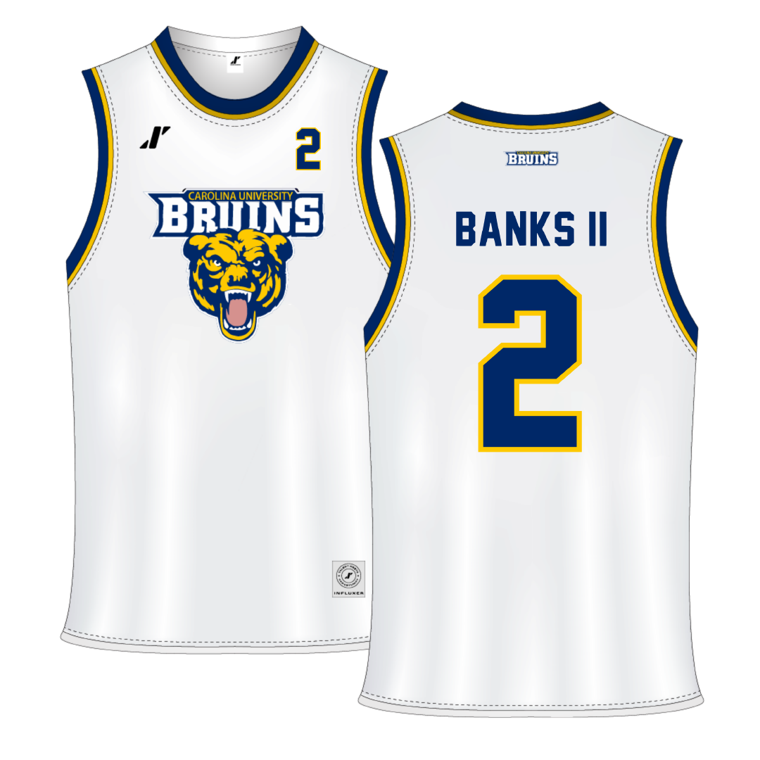 Carolina University White Basketball Jersey - #2 Michael Banks II