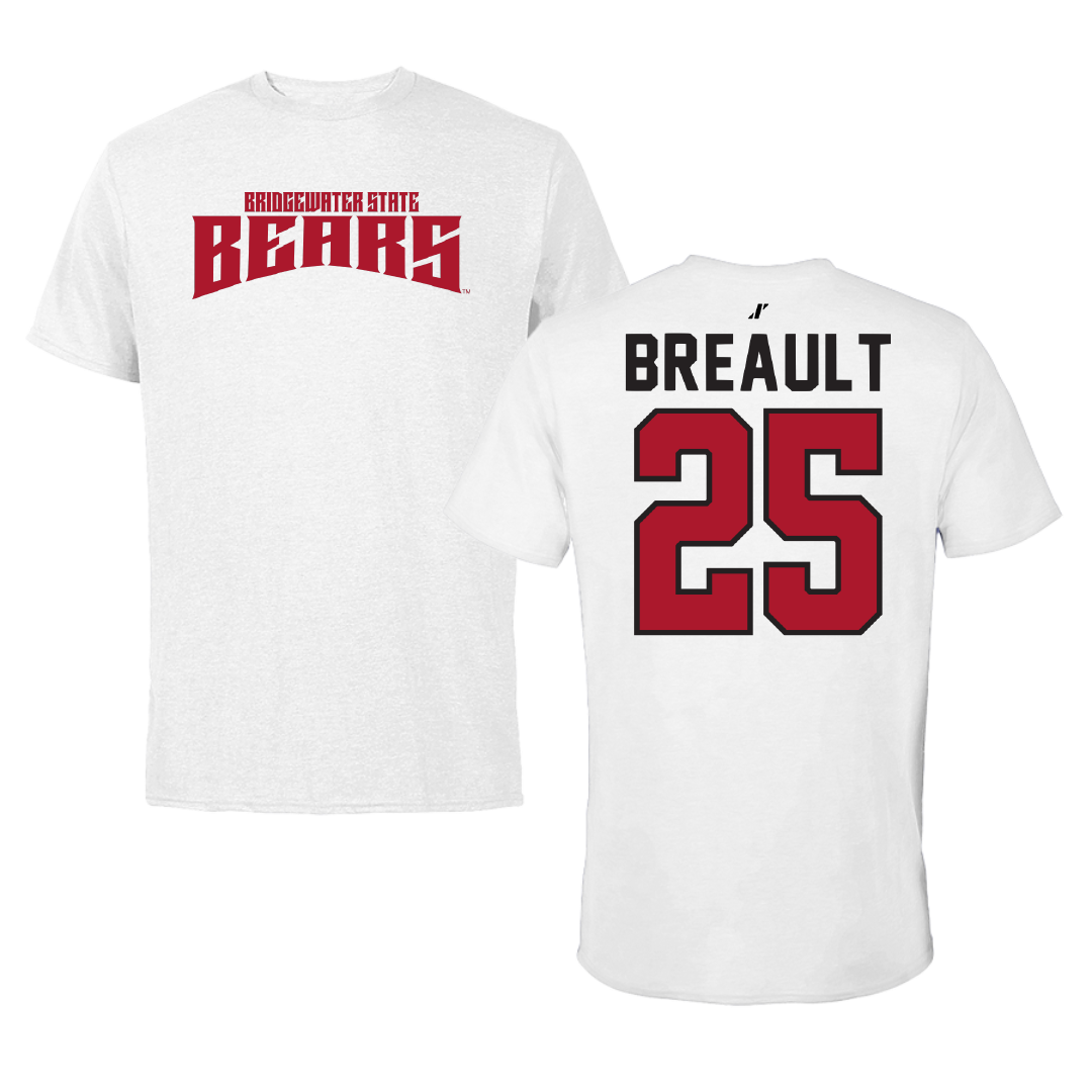 Bridgewater State University Baseball White Classic Tee - #25 Cam Breault