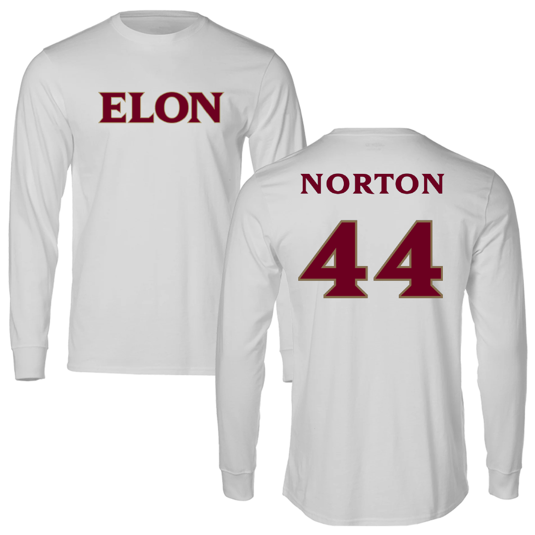Elon University Baseball Light Gray Long Sleeve - #44 Ryley Norton