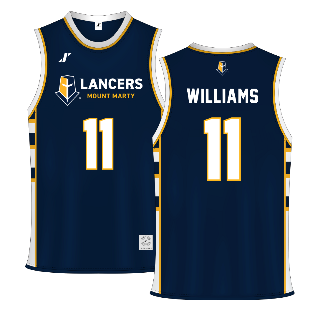 Mount Marty University Navy Basketball Jersey - #11 Leah Williams