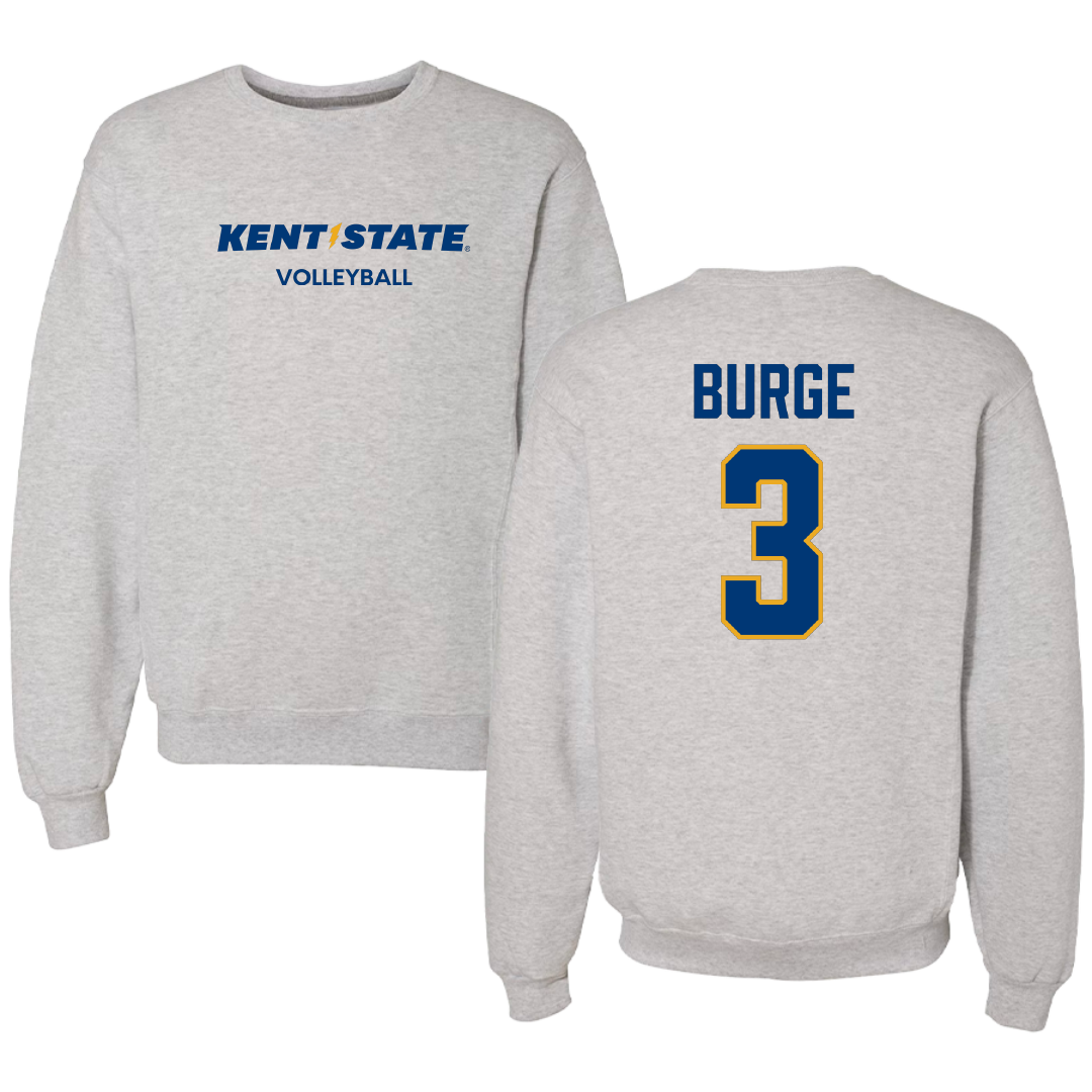 Kent State University Volleyball (W) Light Gray Crewneck - #3 Kaelynn Burge