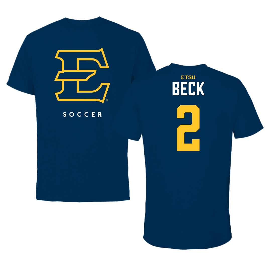 East Tennessee State University Soccer Navy Performance Tee - #2 Alex Beck