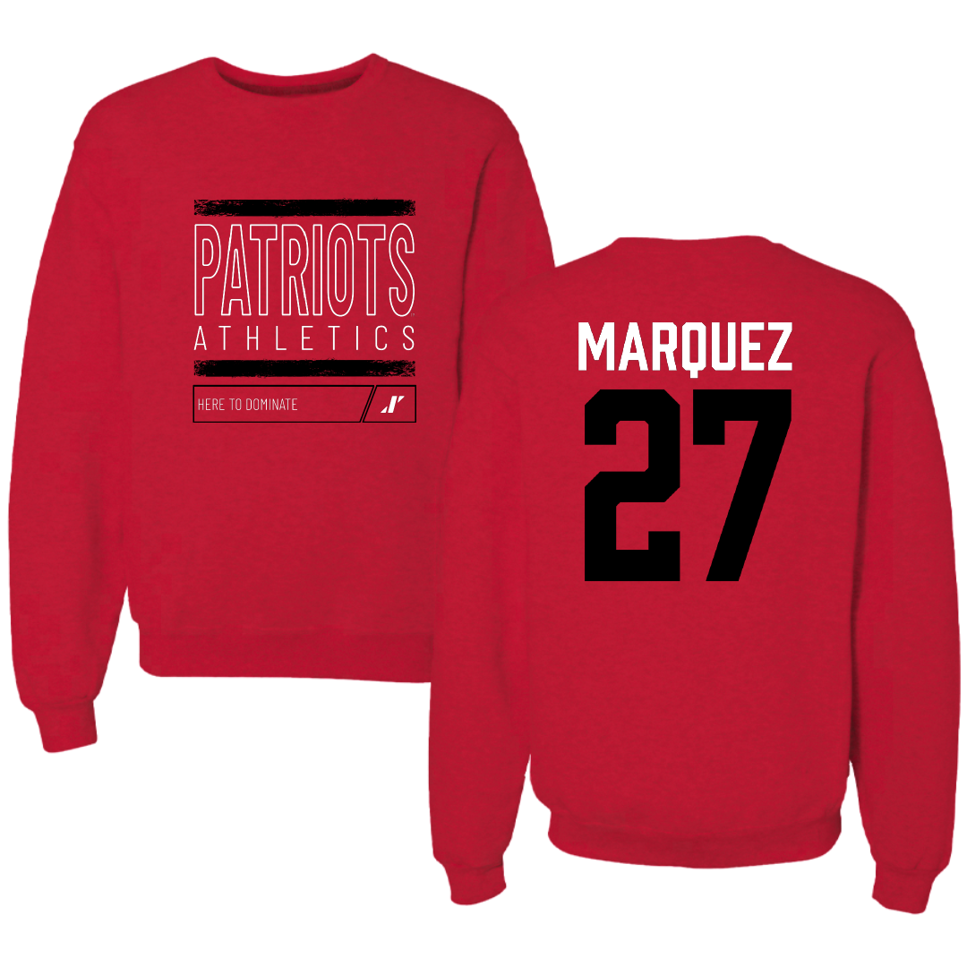 Dallas Baptist University Bowling Red Dominate Crewneck - #27 Paul Marquez