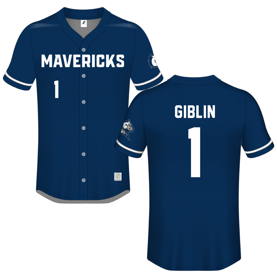 Mercy University Navy Button-Down Jersey - Nolan Giblin