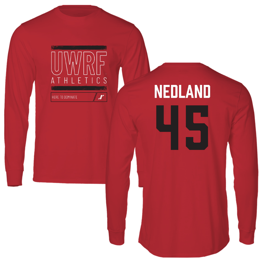 University of Wisconsin-River Falls Baseball Red Dominate Performance Long Sleeve - #45 Parker Nedland