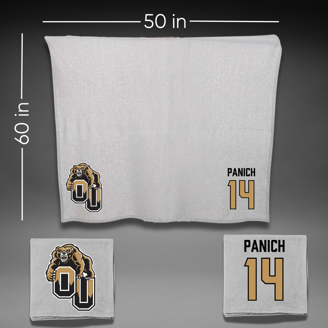 Oakland University Ice Hockey Gray Blanket - #14 CJ Panich