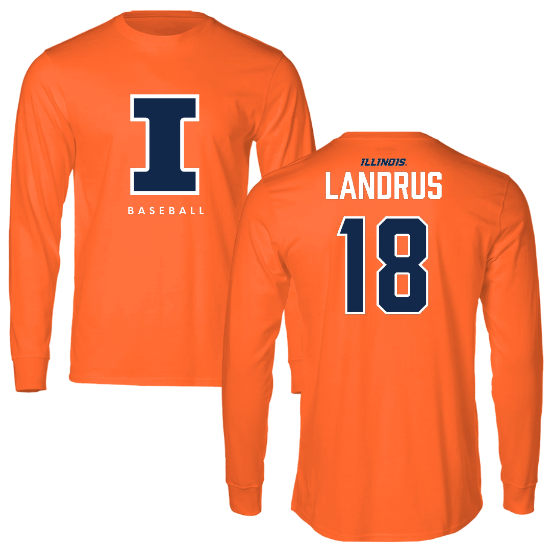 University of Illinois Baseball Orange Performance Long Sleeve - #18 Luke Landrus