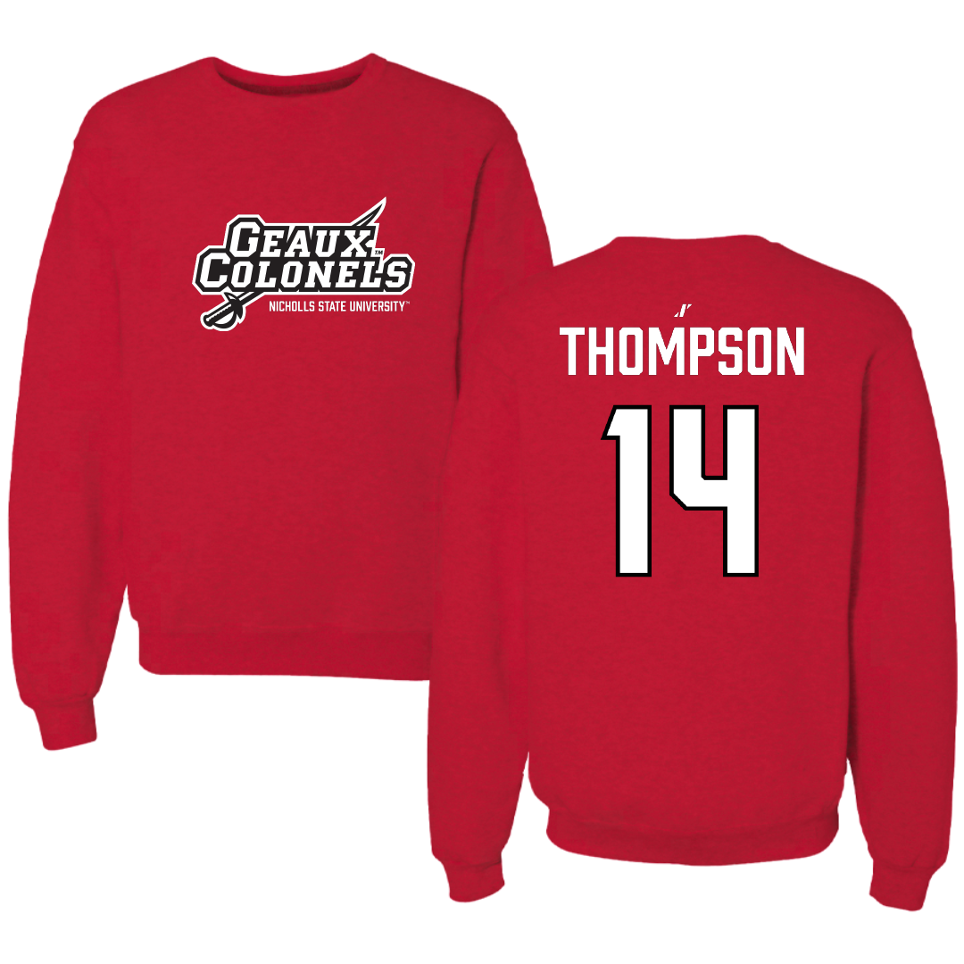 Nicholls State University Baseball Red General Crewneck - #14 Caston Thompson