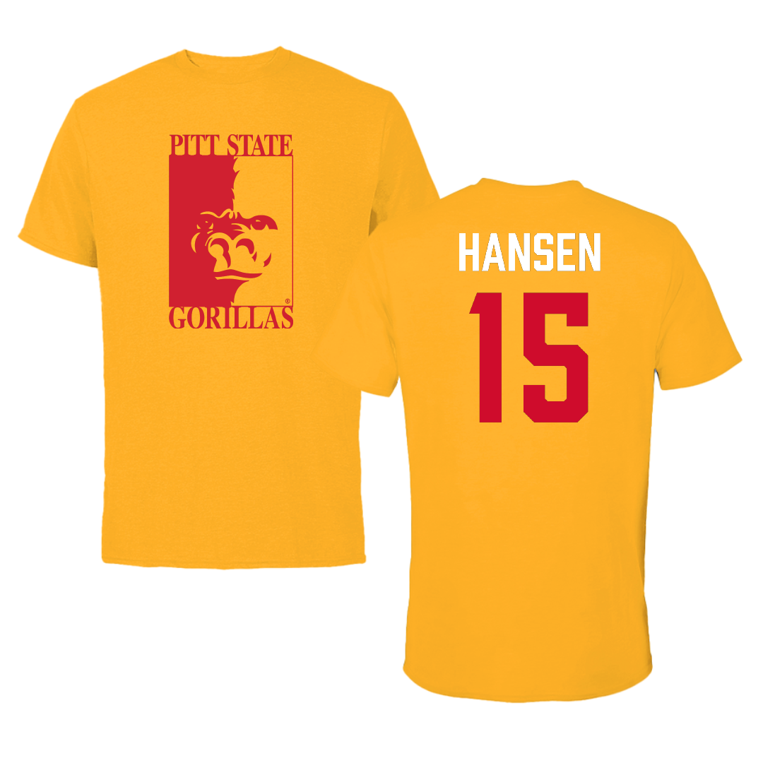 Pittsburg State University Football Gold Tee - #15 Ethan Hansen