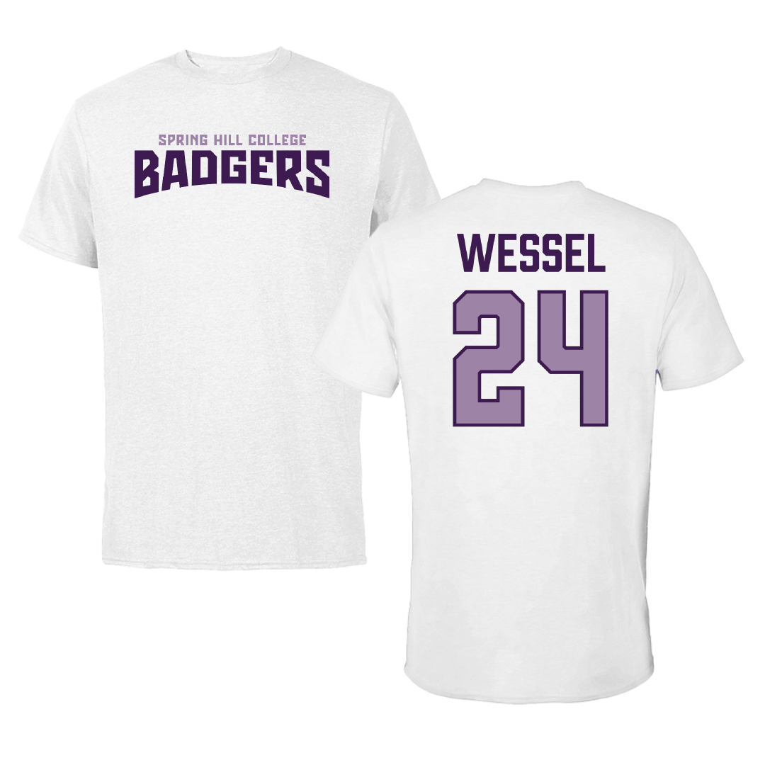 Spring Hill College Soccer White Classic Tee - #24 Ashlyn Wessel