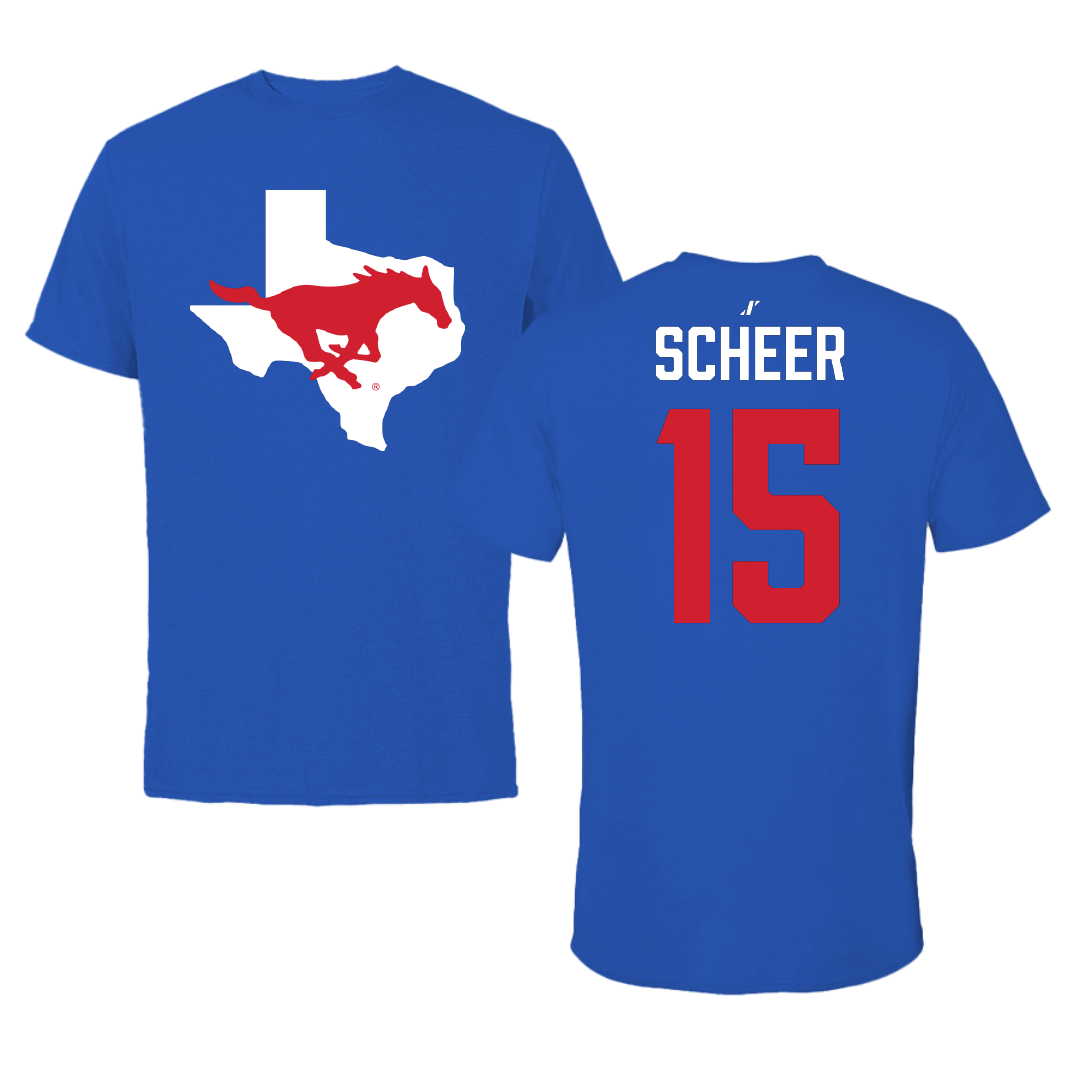 Southern Methodist University Volleyball Blue State Tee - #15 Madison Scheer