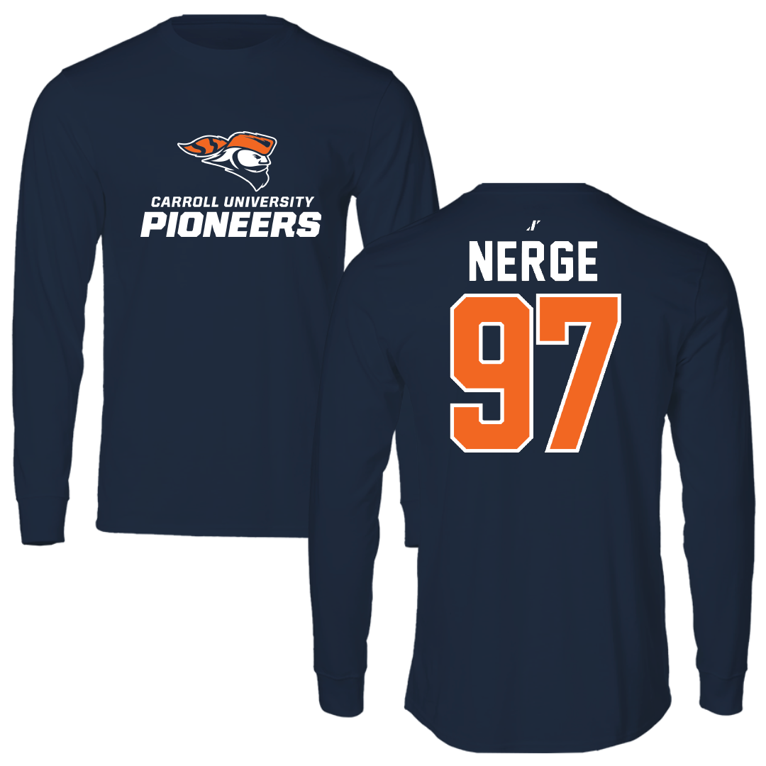 Carroll University Football Navy Long Sleeve - #97 Ethan Nerge