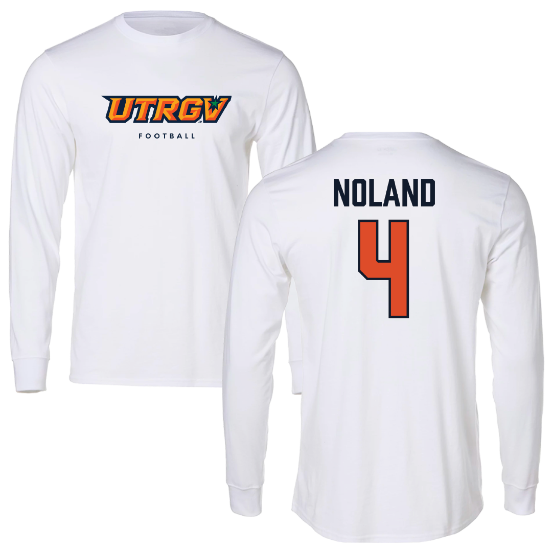 The University of Texas Rio Grande Valley Football White Long Sleeve - #4 Xayvion Noland