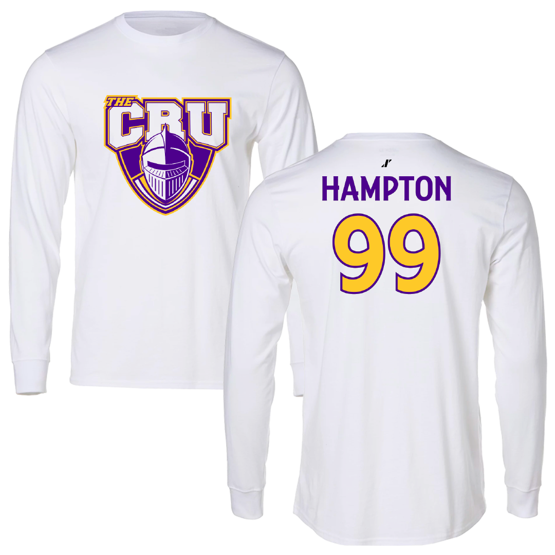 University of Mary Hardin-Baylor Baseball White Performance Long Sleeve - #99 Zach Hampton