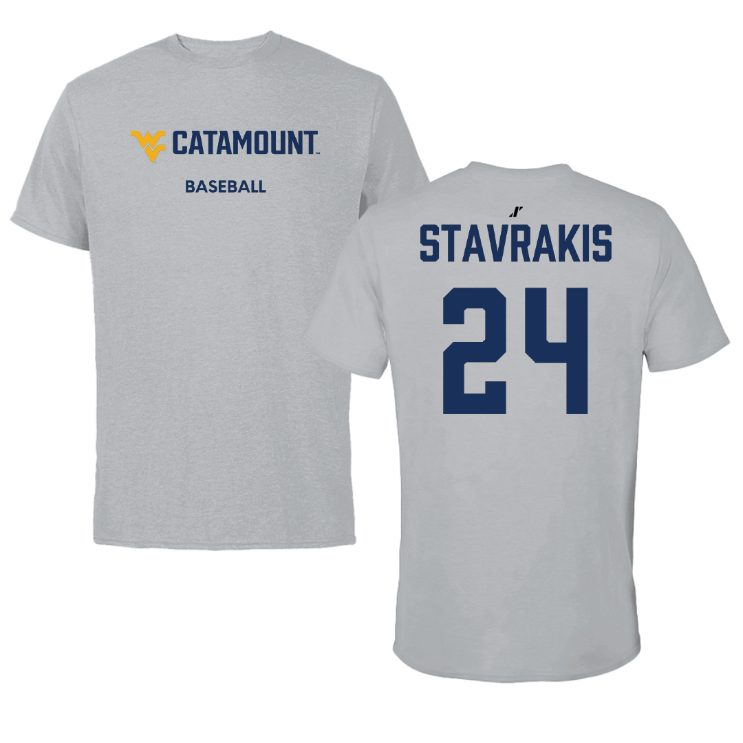 Potomac State College Baseball Sport Gray Tee - #24 Jacob Stavrakis
