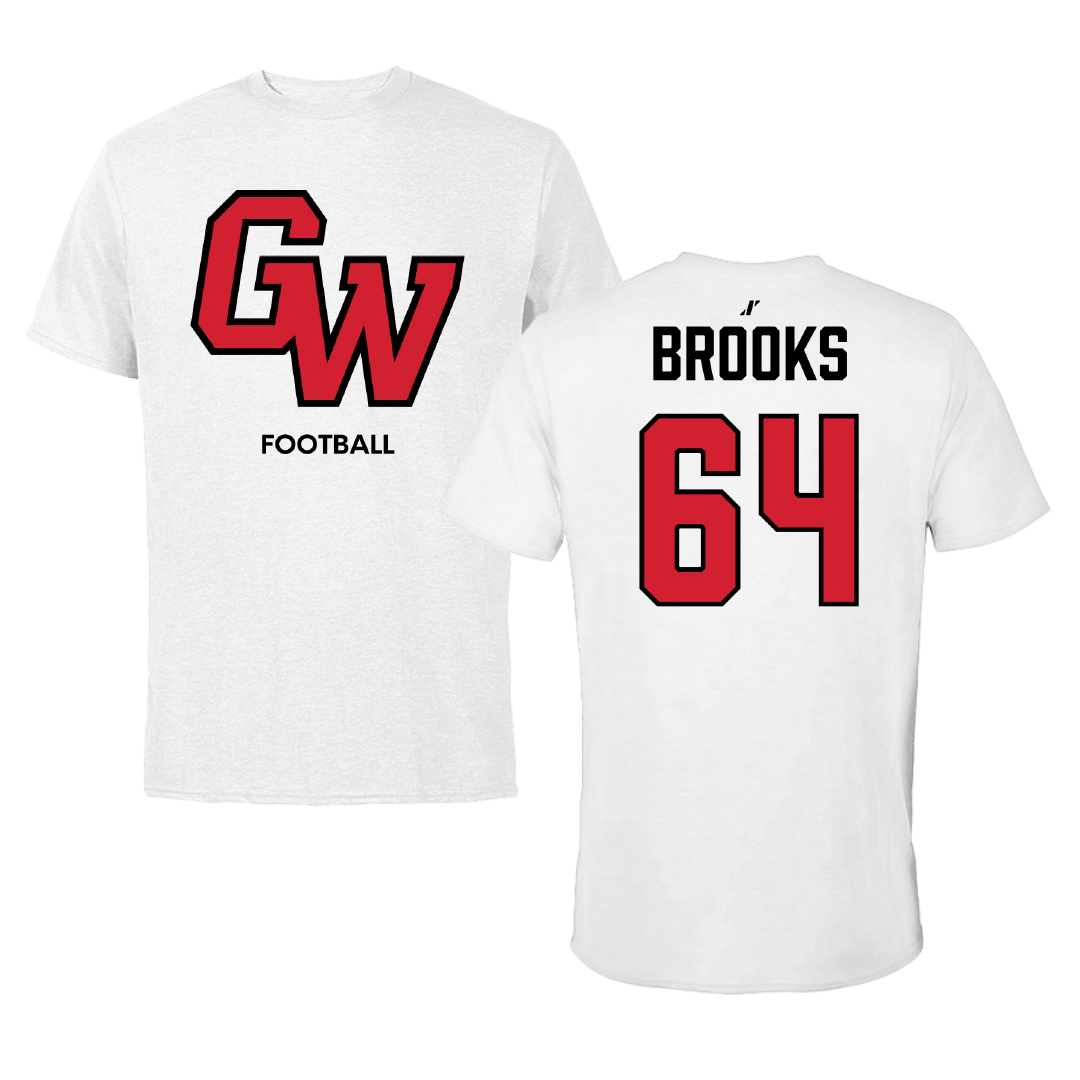 Gardner-Webb University Football White Tee - #64 Gavin Brooks