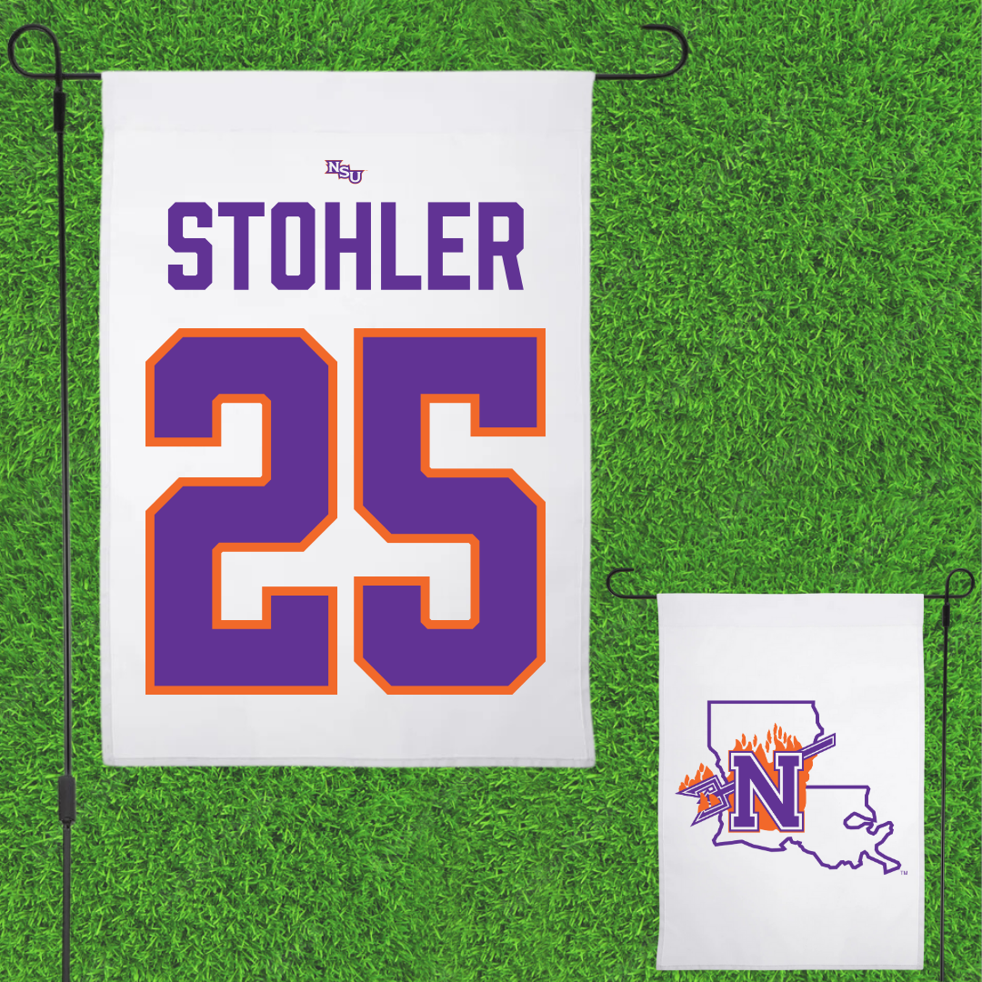 Northwestern State University Softball White Garden Flag - #25 Brooklynn Stohler