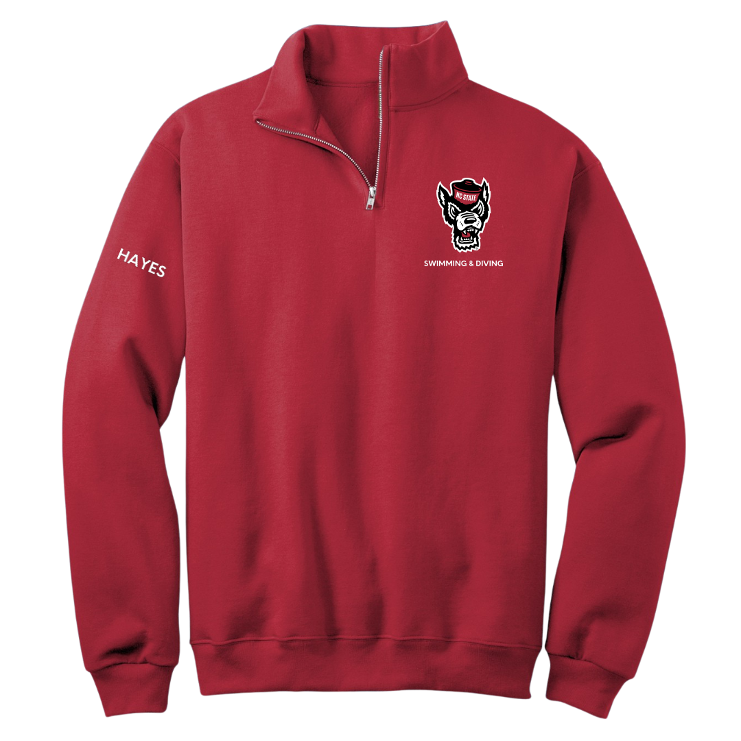 North Carolina State University Swimming & Diving Red Quarter-Zip - Aiden Hayes