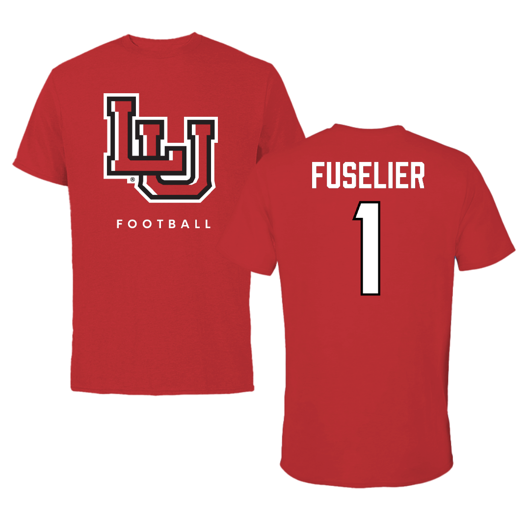 Lamar University Football Red Performance Tee - #1 Kyndon Fuselier