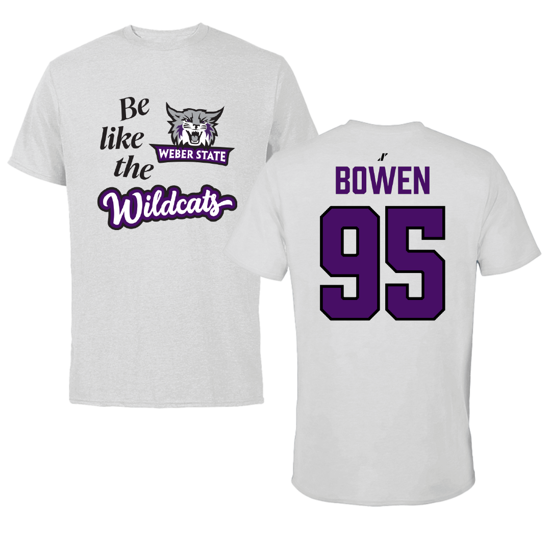 Weber State University Football Light Gray Be Like Us Performance Tee - #95 Breken Bowen