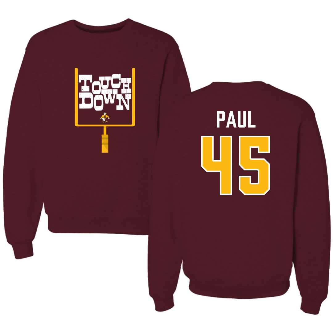 Salisbury University Football Maroon Touchdown Crewneck - #45 Kris Paul