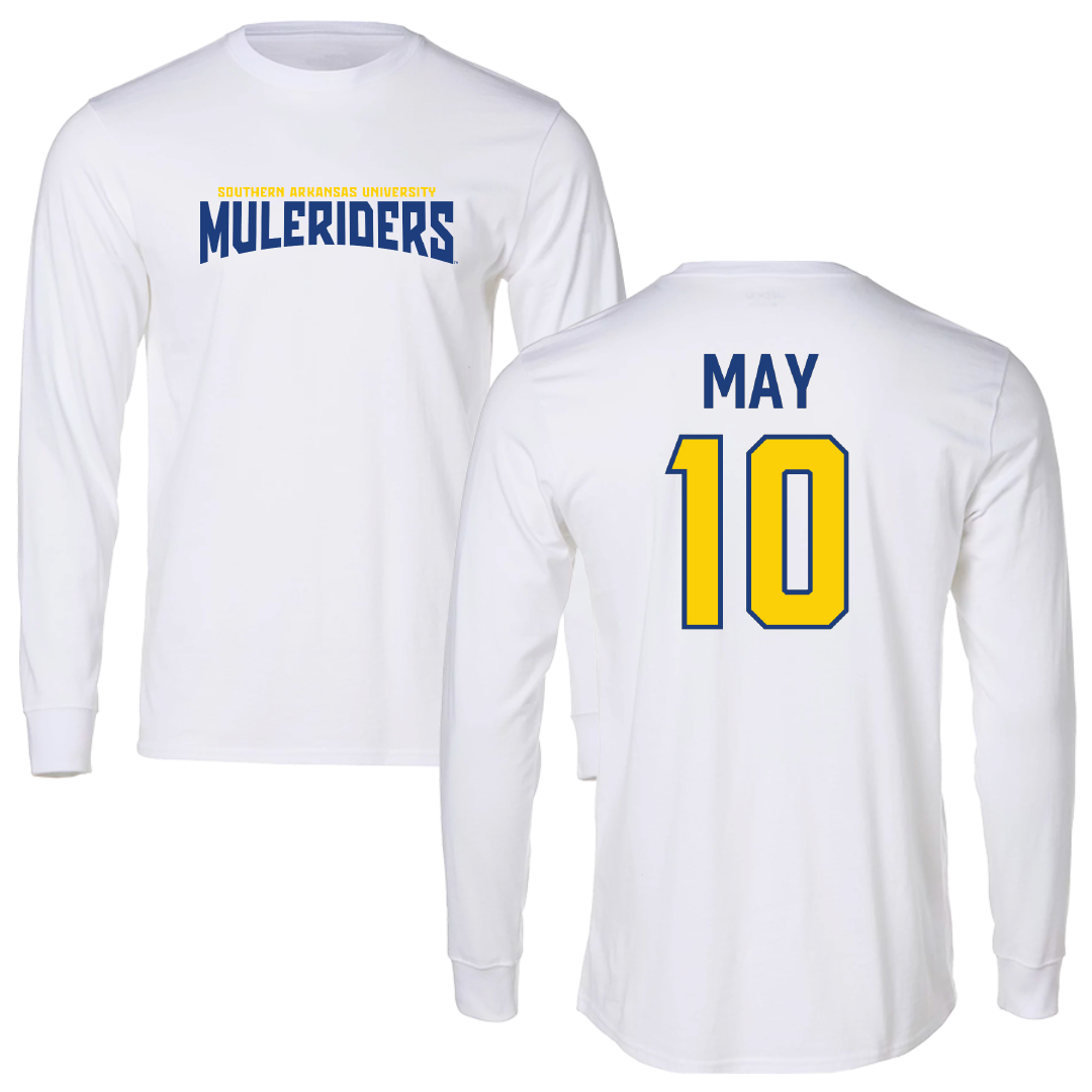 Southern Arkansas University Softball White Classic Long Sleeve - #10 Libby May
