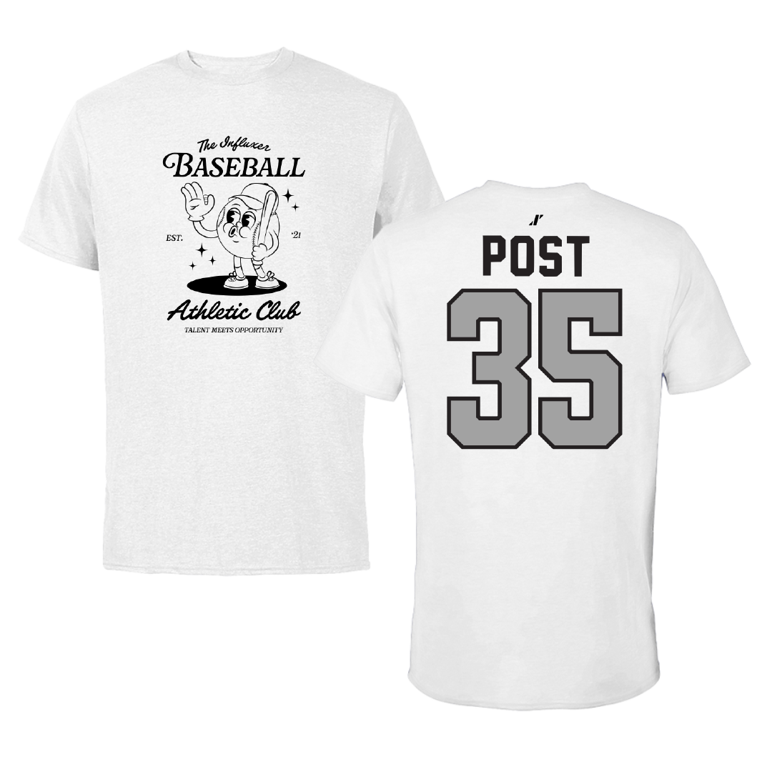 Baseball White Influxer Athletic Club Tee - #35 Kaleb Post